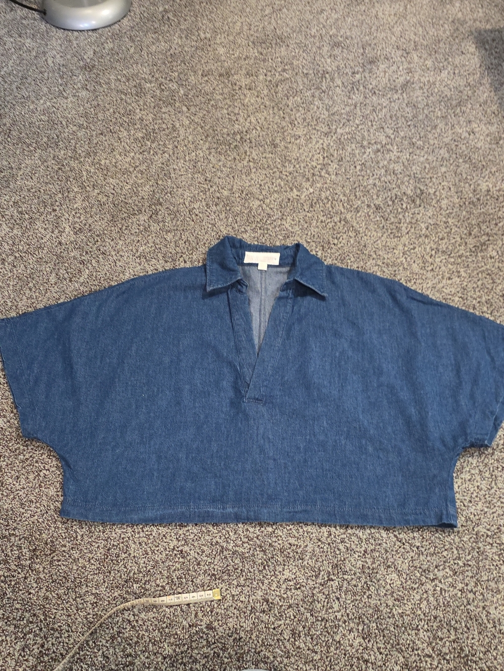Zara Dark Blue Denim Cropped Polo Shirt